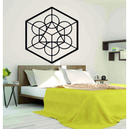 Wooden geometric painting on the harvest wall