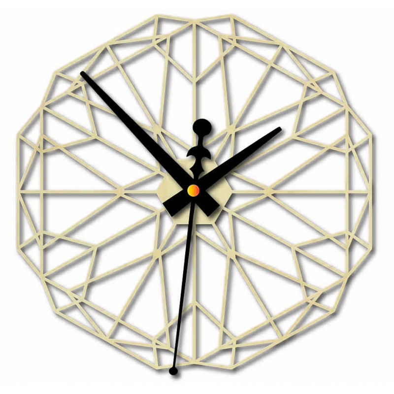Geometric wall clock made of wooden plywood - CUDO