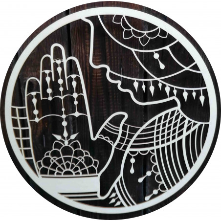 Stylesa - Wooden painting on the wall of humility and gratitude PR0349 and black
