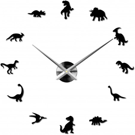 Large dinosaur mirror wall clock
