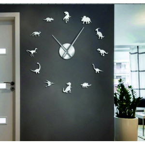 Large dinosaur mirror wall clock 2