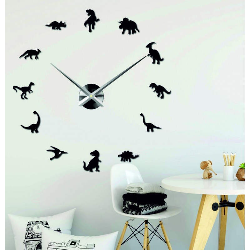 Large dinosaur mirror wall clock