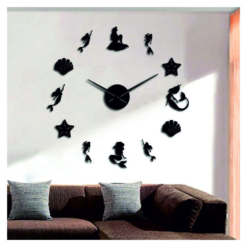 Mirror wall clock fantasy mermaid