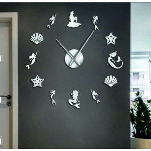 Mirror wall clock fantasy mermaid