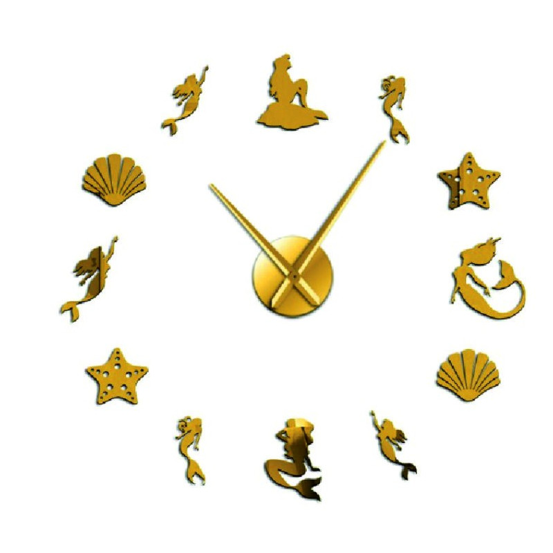 Mirror wall clock fantasy mermaid