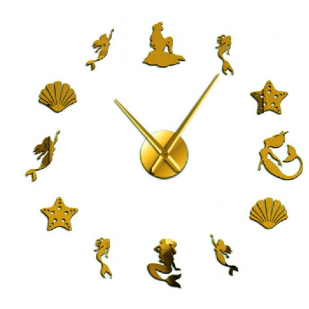 Mirror wall clock fantasy mermaid