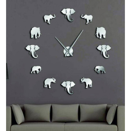 Sentop - Modern stick-on wall clock on the wall of elephant and gold SZ070