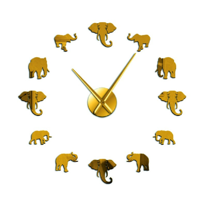 Sentop - Modern stick-on wall clock on the wall of elephant and gold SZ070
