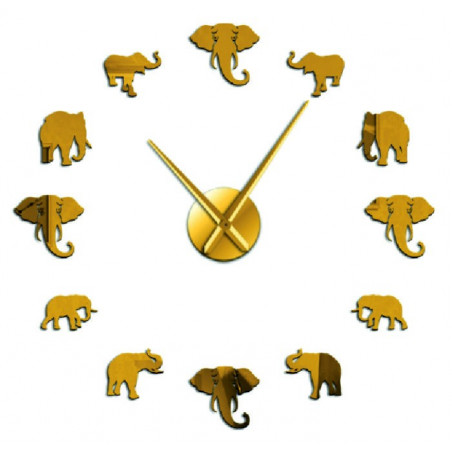 Sentop - Modern stick-on wall clock on the wall of elephant and gold SZ070