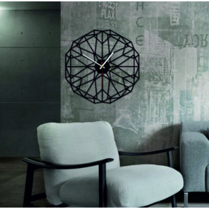 Geometric wall clock also black X0097 2