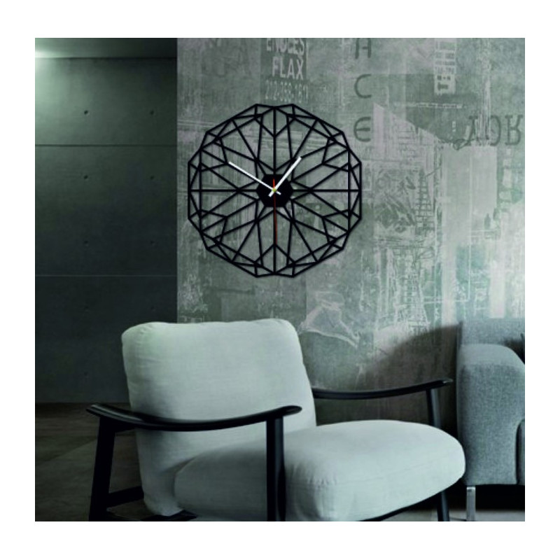 Geometric wall clock also black X0097