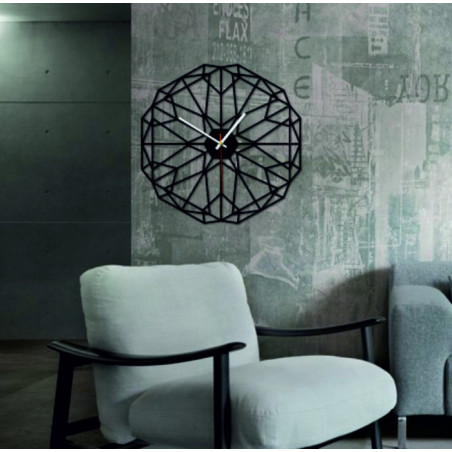 Geometric wall clock also black X0097