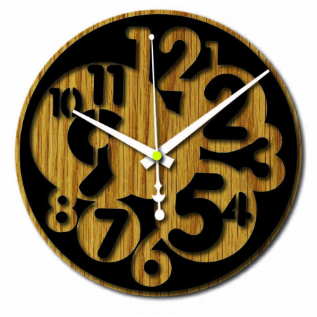 Sentop - Modern wall clock number HDKF019 MDF oak - black