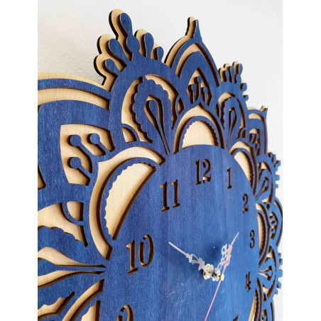 Wooden wall clock blue - double layer