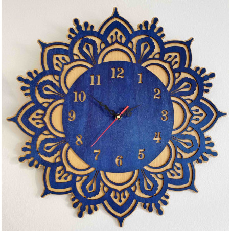 Wooden wall clock blue - double layer