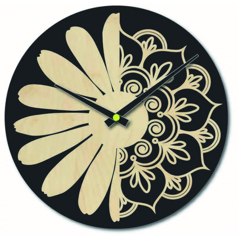 Wooden wall clock flower of life model: MDF...