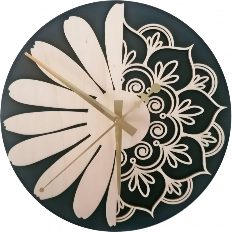Wooden wall clock flower of life model: MDF...