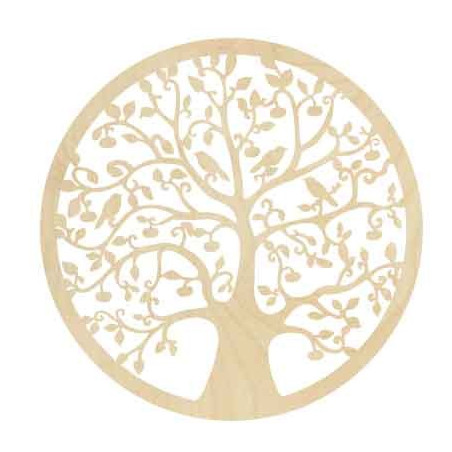 Wooden painting of a tree and birds - HOJNISŤ