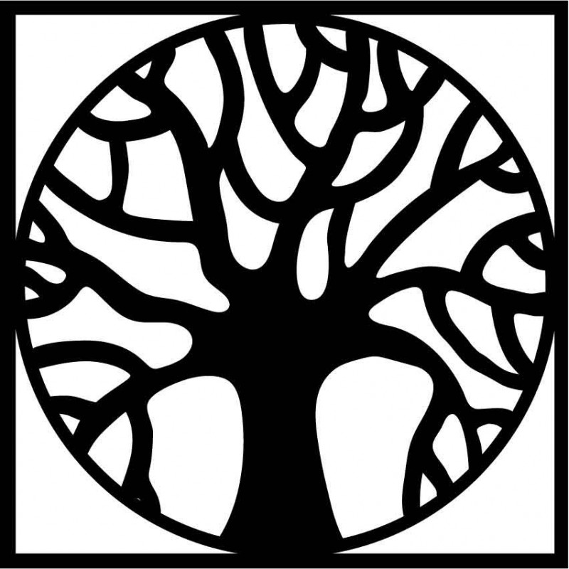 Wooden wall decor of a tree in a circle - POCCITT
