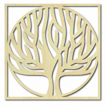 Wooden wall picture tree in frame UASVED