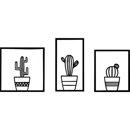Stylish three-part wall picture - Cacti