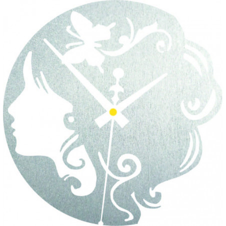 Wooden clock - lady with butterfly in her hair black and coloured | SENTOP PR0399