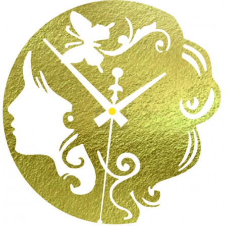 Wooden clock - lady with butterfly in her hair black and coloured | SENTOP PR0399