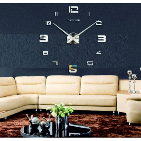 Adhesive mirror wall clock PROFI CLOCK 3D