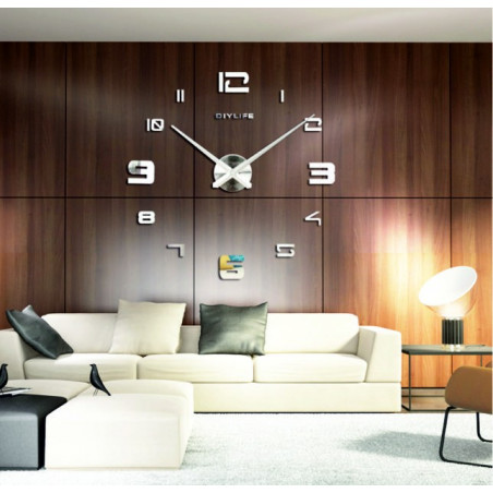 Adhesive mirror wall clock PROFI CLOCK 3D