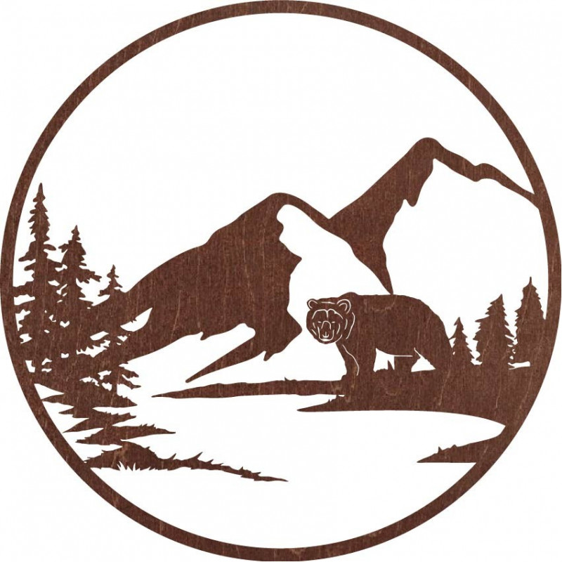 Wooden wall decor of a bear silhouette - nature...