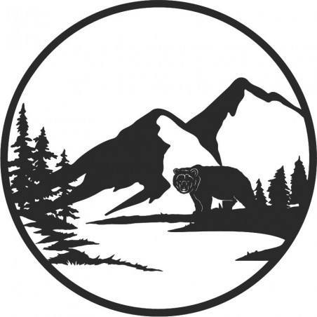 Wooden wall decor of a bear silhouette - nature - VIZZY