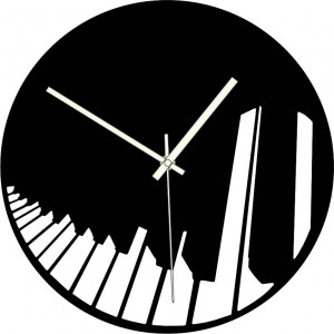 Wooden clock piano symphony black and colour - BUBO 2