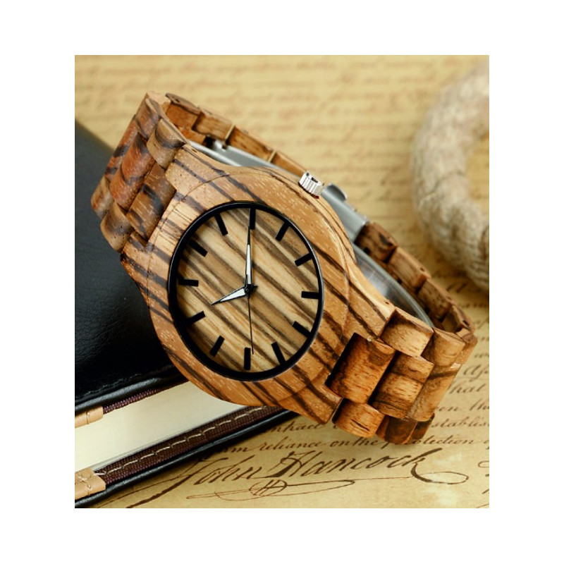 Wooden wristwatch made from natural materials. Watches for men and women.