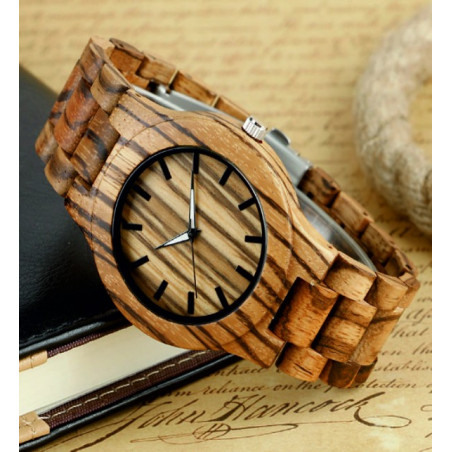 Wooden wristwatch made from natural materials. Watches for men and women.