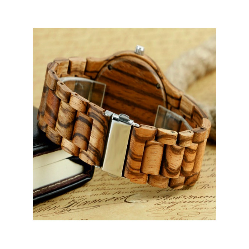 Wooden wristwatch made from natural materials. Watches for men and women.