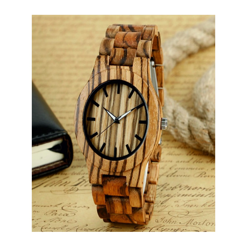 Wooden wristwatch made from natural materials. Watches for men and women.