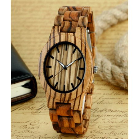 Wooden wristwatch made from natural materials. Watches for men and women.