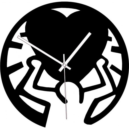 Wooden clock - love on shoulders black and colourful | SENTOP PR0420
