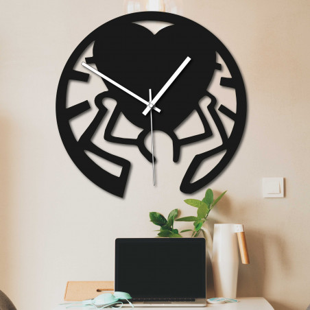 Wooden clock - love on shoulders black and colourful | SENTOP PR0420