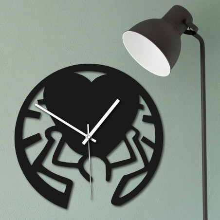 Wooden clock - love on shoulders black and colourful | SENTOP PR0420