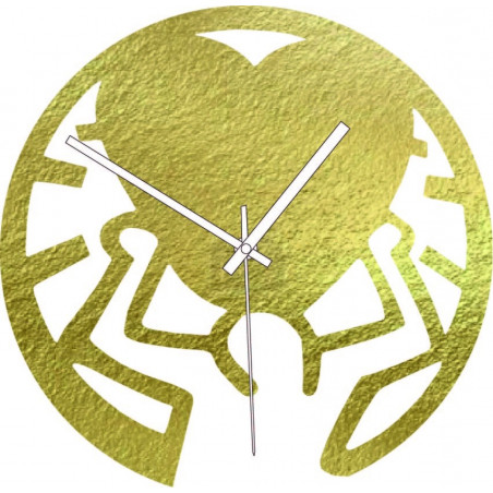 Wooden clock - love on shoulders black and colourful | SENTOP PR0420