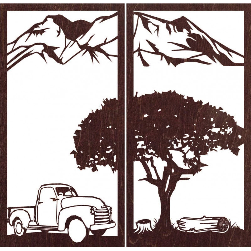 Carved two-piece wall painting nature - BULISA