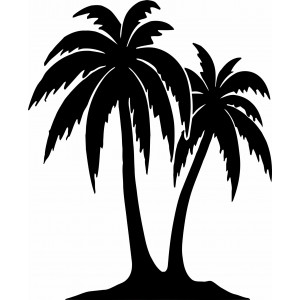 Carved painting on the wall of a palm tree - TROPICAL |... 2