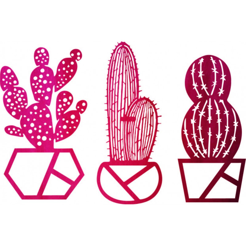 Three-part wall painting cactus - KUSLAR