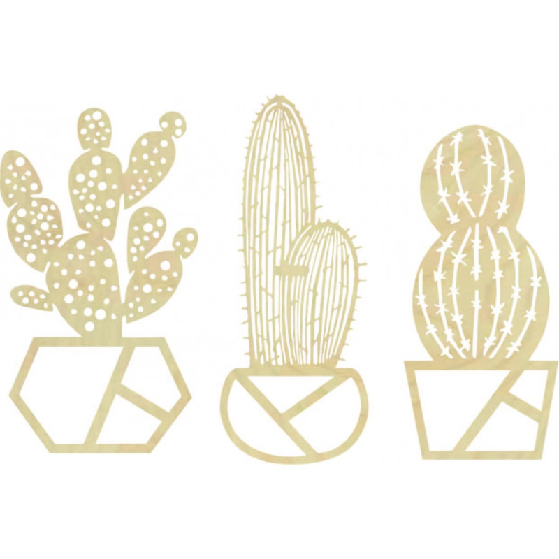 Three-part wall painting cactus - KUSLAR