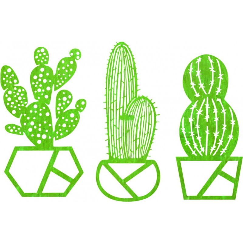 Three-part wall painting cactus - KUSLAR