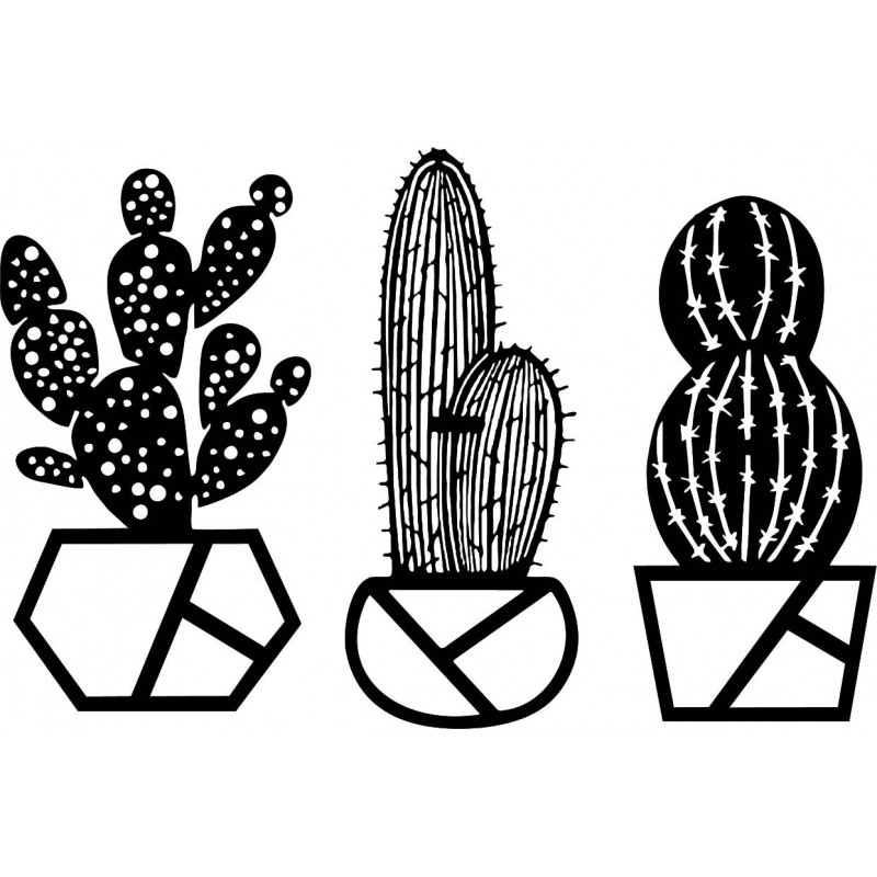 Three-part wall painting cactus - KUSLAR