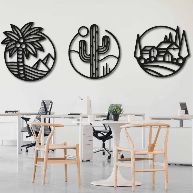 Three-piece wall painting Sahara - ARAHSA