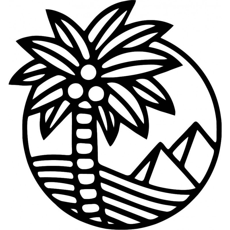 Wooden wall painting of a palm tree on the...