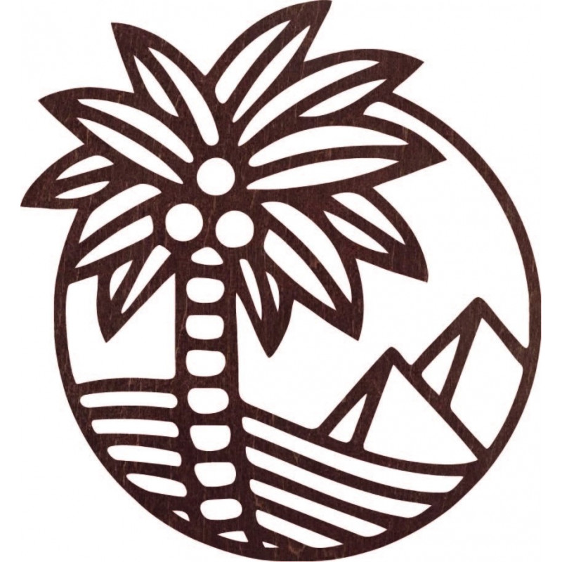 Wooden wall painting of a palm tree on the...